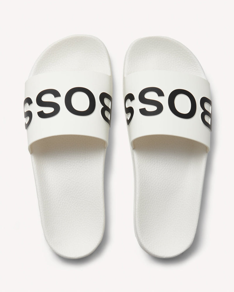 Hugo Boss Bay Sliders White | Malford of London Savile Row and Luxury Formal Wear Sale Outlet