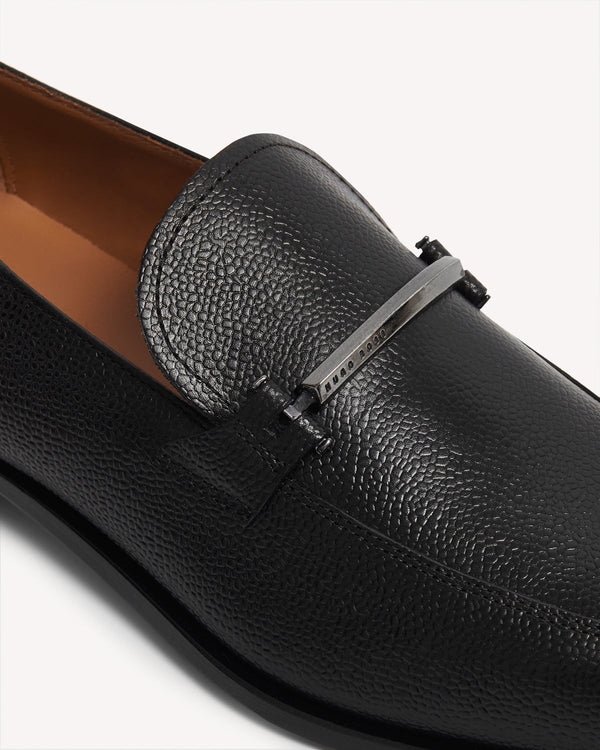 Hugo Boss Lisbon Textured Loafer Black | Malford of London Savile Row and Luxury Formal Wear Sale Outlet