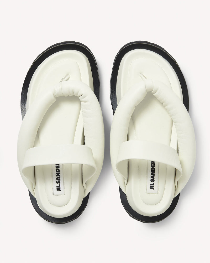 Jil Sander Leather Thong Sandals White | Malford of London Savile Row and Luxury Formal Wear Sale Outlet