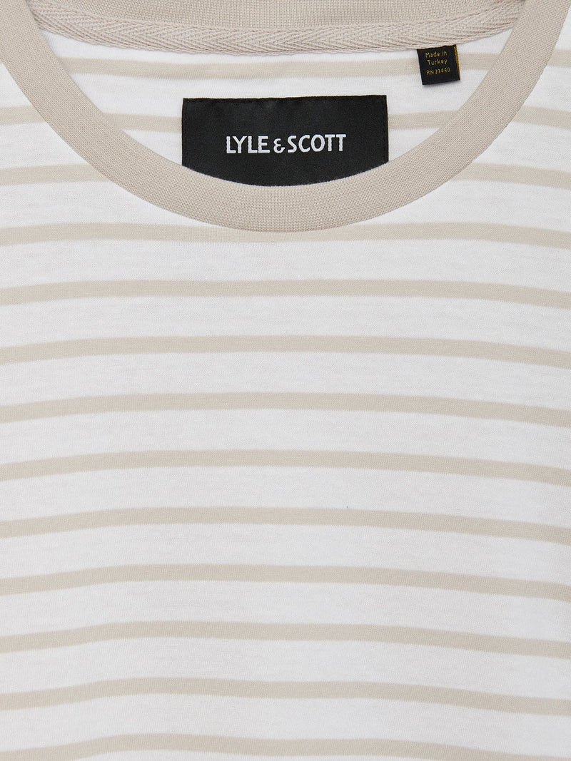 Lyle & Scott Mens Breton Stripe T-Shirt Light Mist White | Malford of London Savile Row and Luxury Formal Wear Sale Outlet