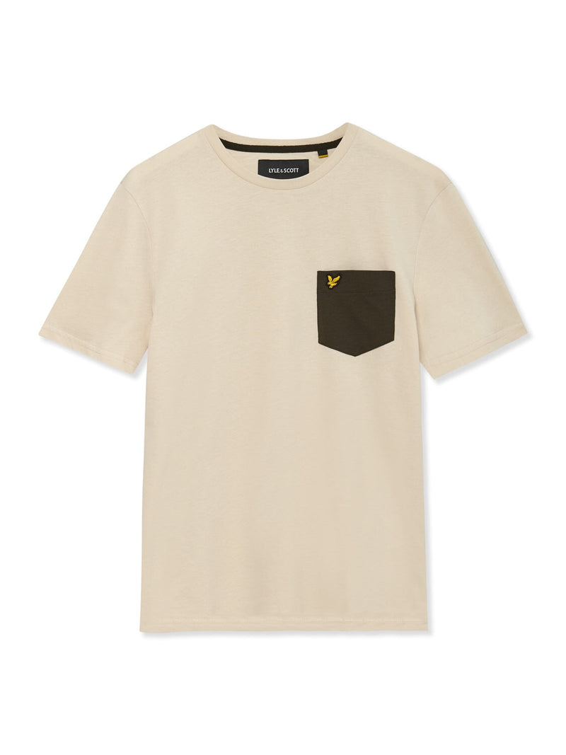 Lyle & Scott Mens Contrast Pocket T-Shirt Sesame Trek Green | Malford of London Savile Row and Luxury Formal Wear Sale Outlet