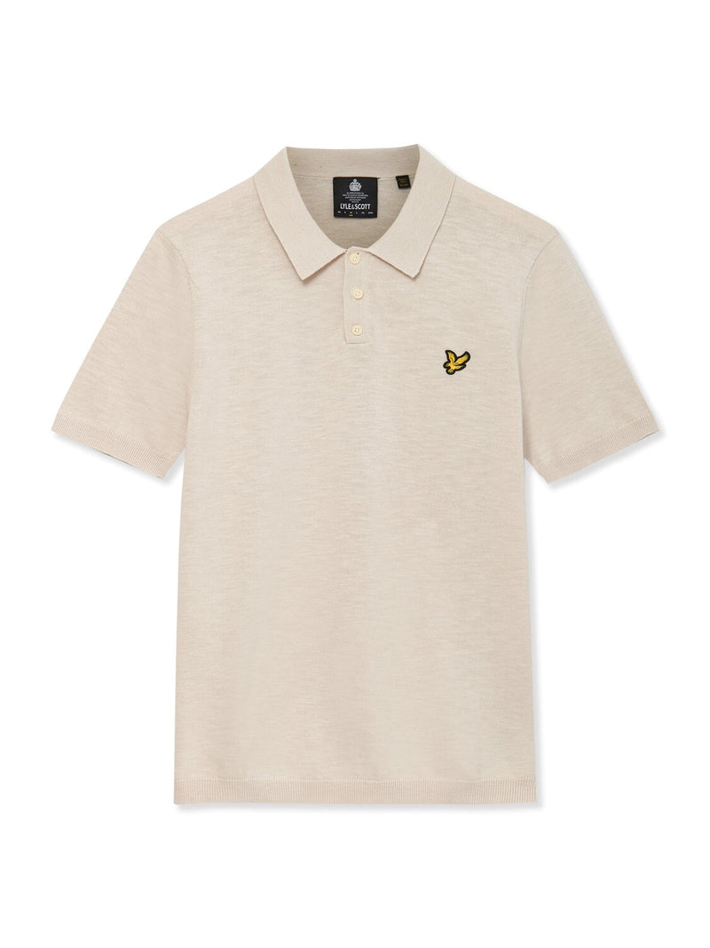 Lyle & Scott Mens Knitted Polo Shirt Light Mist | Malford of London Savile Row and Luxury Formal Wear Sale Outlet