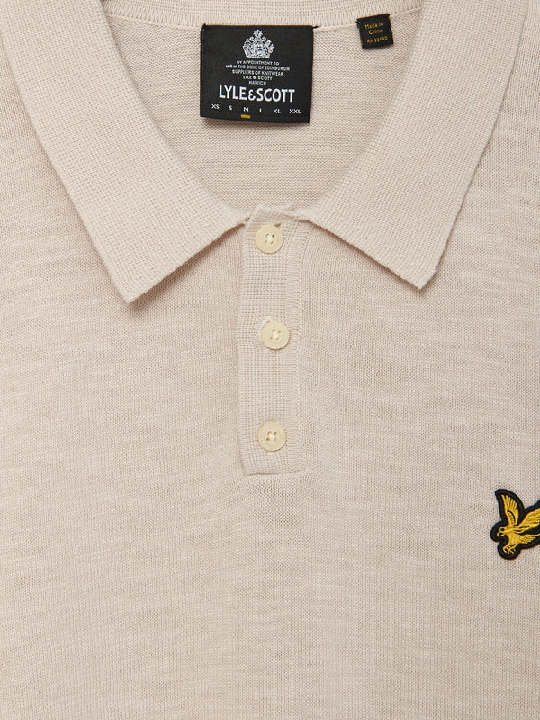 Lyle & Scott Mens Knitted Polo Shirt Light Mist | Malford of London Savile Row and Luxury Formal Wear Sale Outlet
