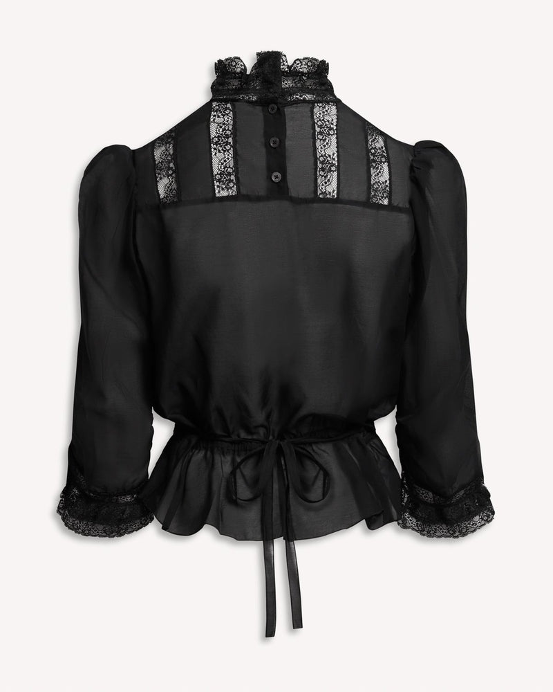Marc Jacobs 3/4 Sleeve Victorian Blouse Black | Malford of London Savile Row and Luxury Formal Wear Sale Outlet