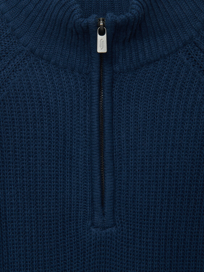 Richard James 1/4 Zip Knit Navy | Malford of London Savile Row and Luxury Formal Wear Sale Outlet