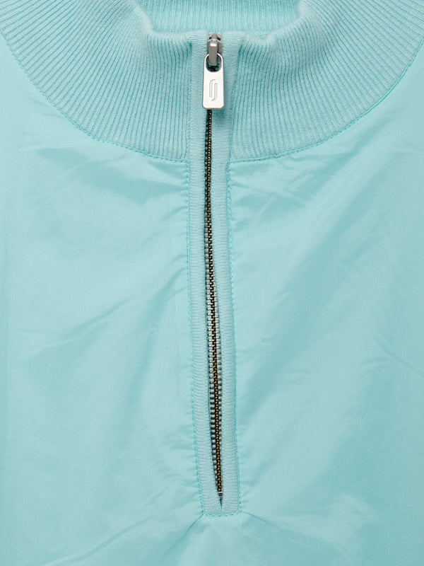 Richard James 1/4 Zip Woven Front - Aqua | Malford of London Savile Row and Luxury Formal Wear Sale Outlet