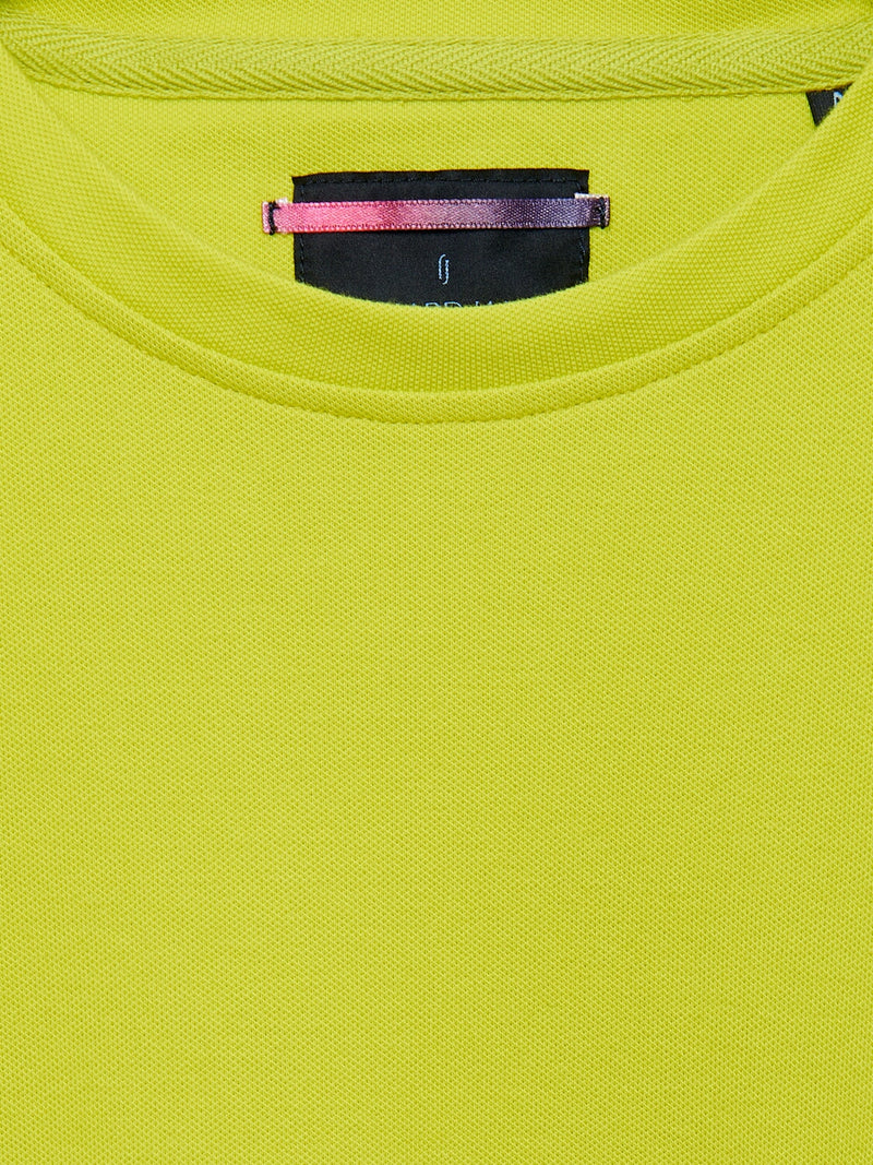 Richard James Crew Pique T-Shirt - Bright Lime | Malford of London Savile Row and Luxury Formal Wear Sale Outlet