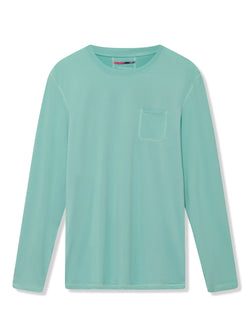 Richard James Long Sleeve Active TEE Aqua/Arctic Blue | Malford of London Savile Row and Luxury Formal Wear Sale Outlet