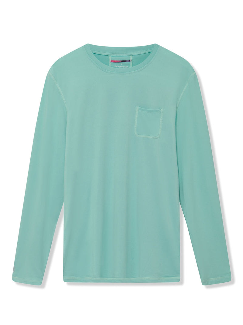 Richard James Long Sleeve Active TEE Aqua/Arctic Blue | Malford of London Savile Row and Luxury Formal Wear Sale Outlet