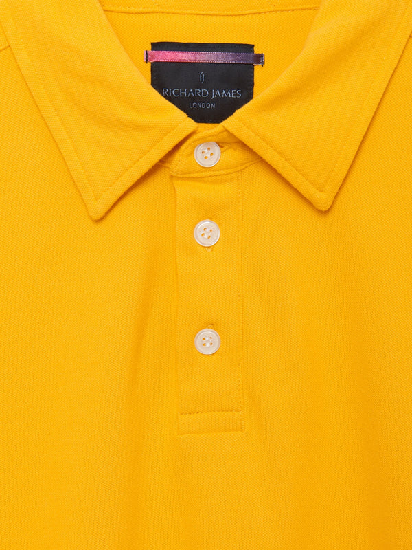 Richard James L/S 3 Button Polo - Egg Yolk | Malford of London Savile Row and Luxury Formal Wear Sale Outlet