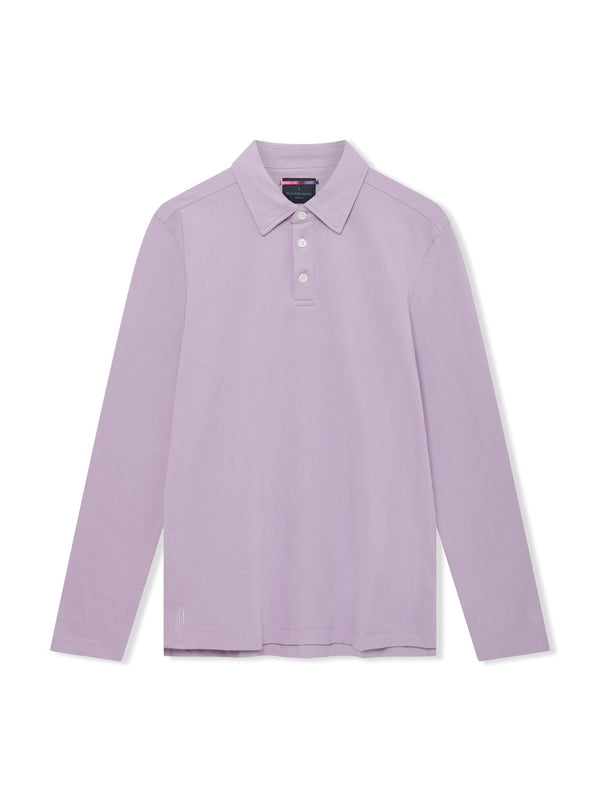 Richard James L/S 3 Button Polo - Lilac | Malford of London Savile Row and Luxury Formal Wear Sale Outlet