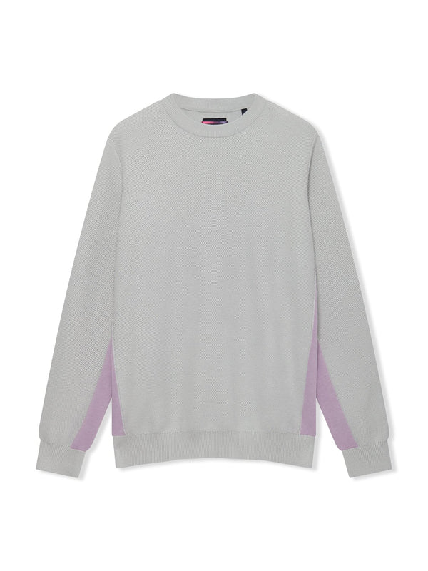 Richard James L/S Crew Knit Dove Grey/Lilac | Malford of London Savile Row and Luxury Formal Wear Sale Outlet
