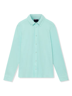 Richard James L/S Pique Button Front - Aqua | Malford of London Savile Row and Luxury Formal Wear Sale Outlet