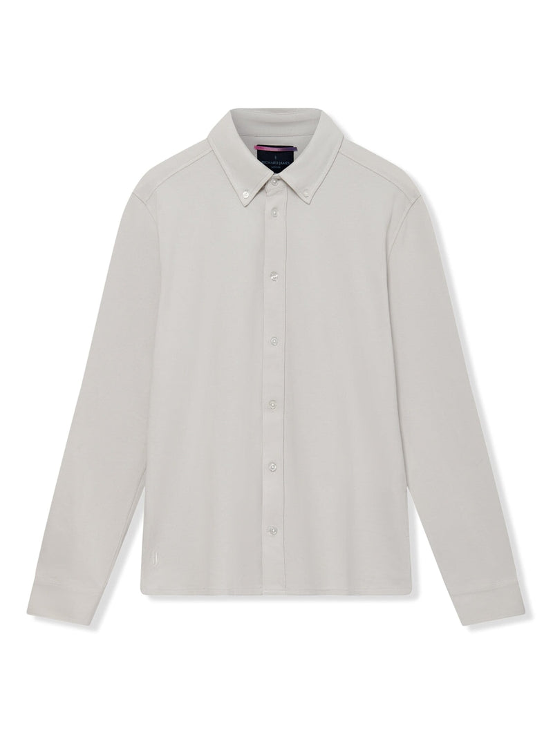 Richard James L/S Pique Button Front - Dove Grey | Malford of London Savile Row and Luxury Formal Wear Sale Outlet