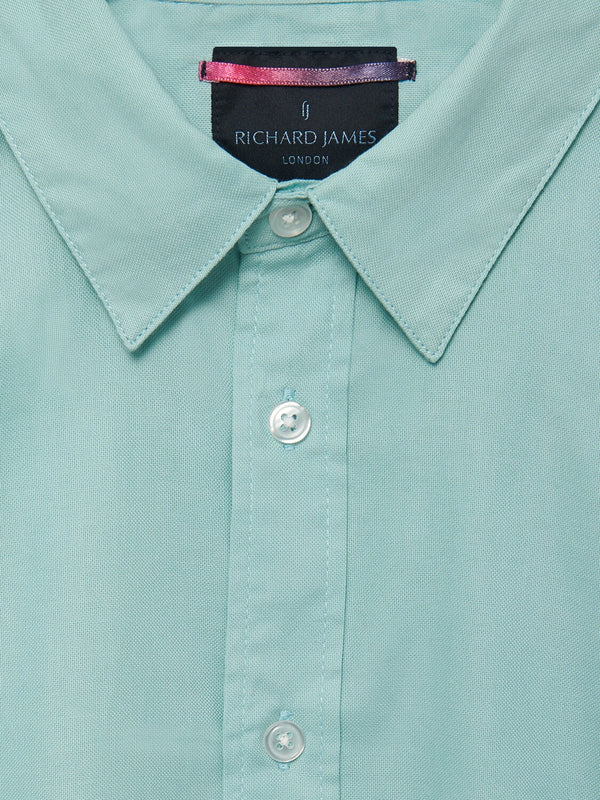 Richard James L/S Shirt Solid - Aqua | Malford of London Savile Row and Luxury Formal Wear Sale Outlet