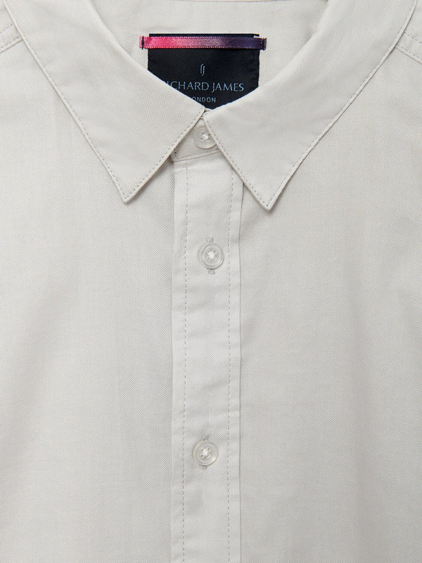 Richard James L/S Shirt Solid - Dove Grey | Malford of London Savile Row and Luxury Formal Wear Sale Outlet
