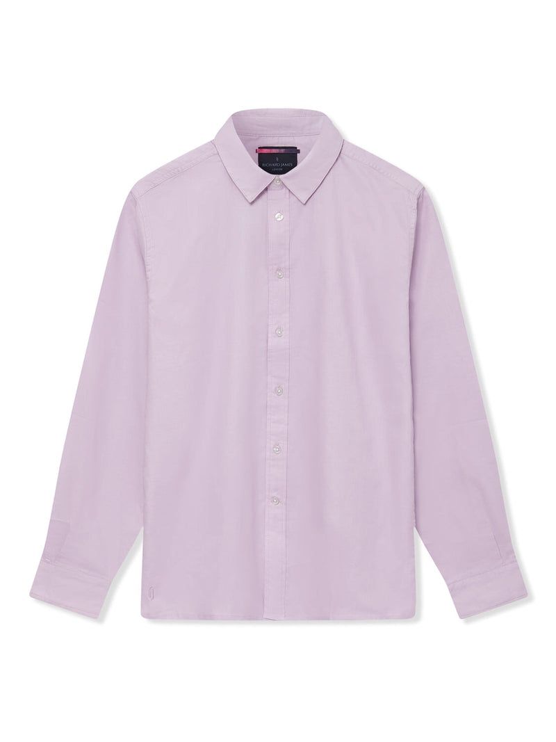 Richard James L/S Shirt Solid - Lilac | Malford of London Savile Row and Luxury Formal Wear Sale Outlet