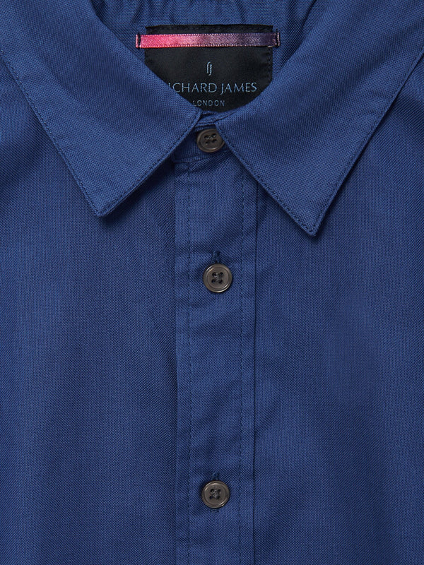 Richard James L/S Shirt Solid - Navy | Malford of London Savile Row and Luxury Formal Wear Sale Outlet