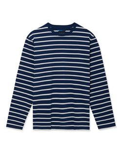 Richard James L/S YD Striped Tee - White/Navy | Malford of London Savile Row and Luxury Formal Wear Sale Outlet