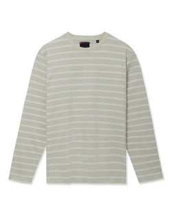 Richard James L/S YD Striped Tee - White/Vaporous Grey | Malford of London Savile Row and Luxury Formal Wear Sale Outlet