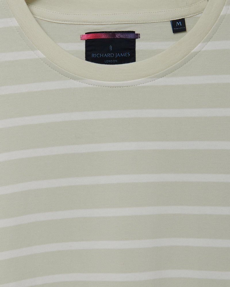 Richard James L/S YD Striped Tee - White/Vaporous Grey | Malford of London Savile Row and Luxury Formal Wear Sale Outlet