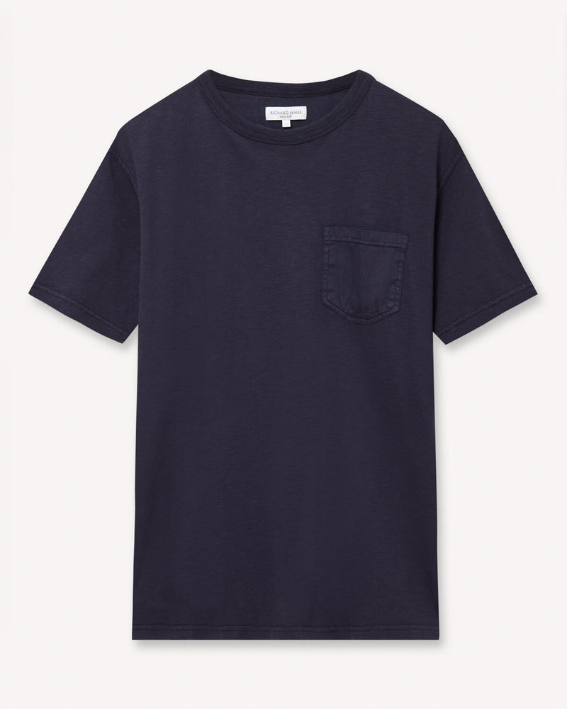 Richard James Organic Cotton Pocket T Navy | Malford of London Savile Row and Luxury Formal Wear Sale Outlet