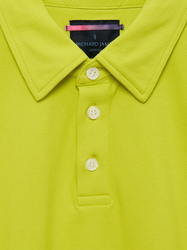 Richard James S/S 3 Button Polo - Bright Lime | Malford of London Savile Row and Luxury Formal Wear Sale Outlet