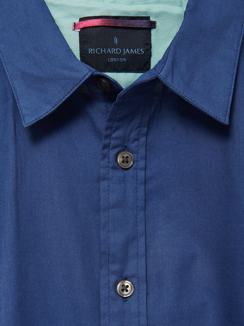 Richard James S/S Colour Block Shirt - Navy/Aqua | Malford of London Savile Row and Luxury Formal Wear Sale Outlet