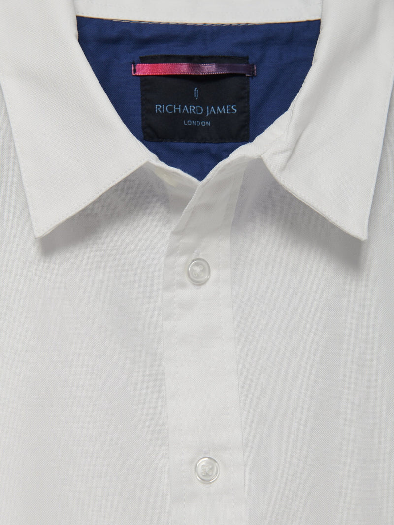 Richard James S/S Colour Block Shirt - White/Blue | Malford of London Savile Row and Luxury Formal Wear Sale Outlet