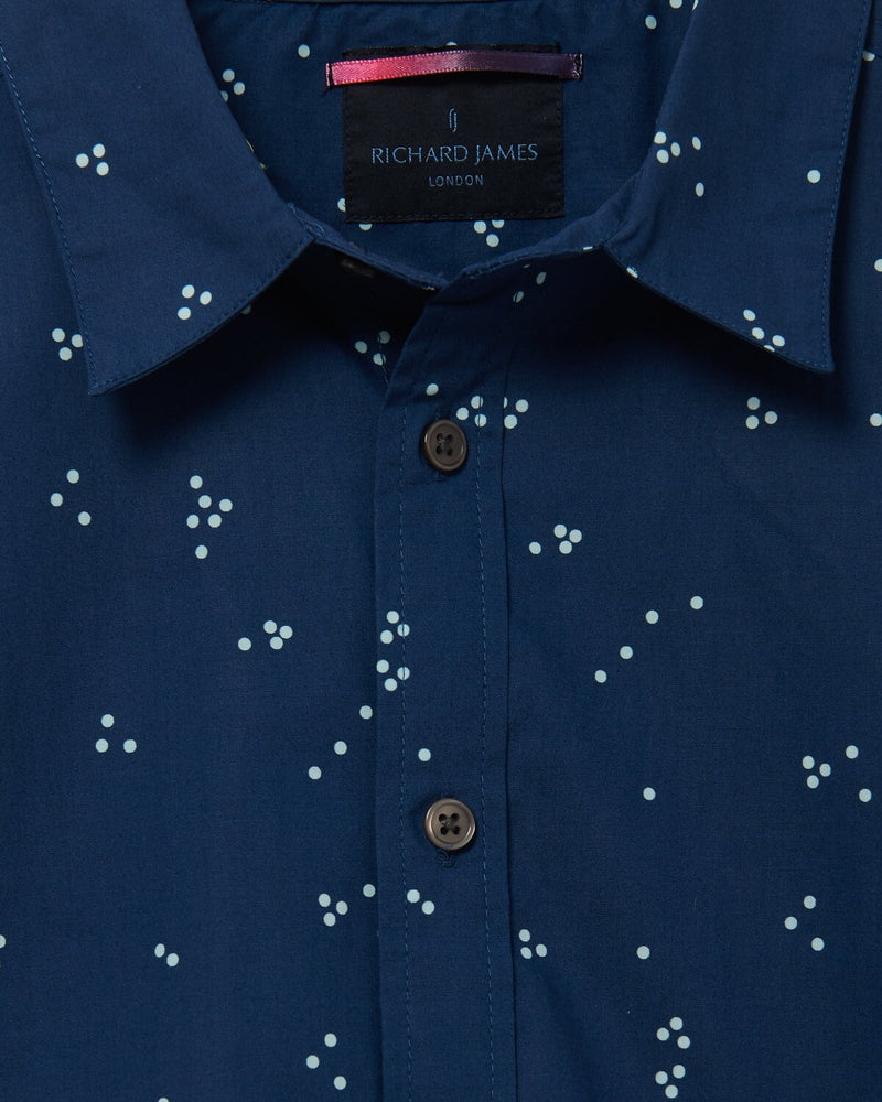 Richard James S/S Random Dot Shirt - Navy/White | Malford of London Savile Row and Luxury Formal Wear Sale Outlet