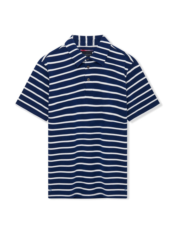 Richard James S/S YD Stripe Polo White/Navy | Malford of London Savile Row and Luxury Formal Wear Sale Outlet