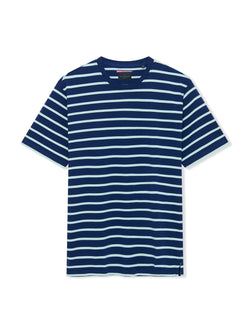 Richard James S/S YD Striped Tee - Navy Aqua | Malford of London Savile Row and Luxury Formal Wear Sale Outlet