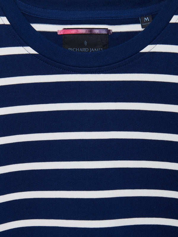 Richard James S/S YD Striped Tee - Navy/White | Malford of London Savile Row and Luxury Formal Wear Sale Outlet