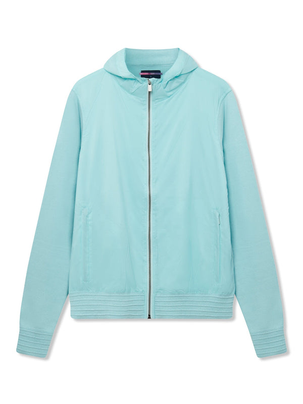 Richard James Zip Through Woven Hoodie - Aqua | Malford of London Savile Row and Luxury Formal Wear Sale Outlet