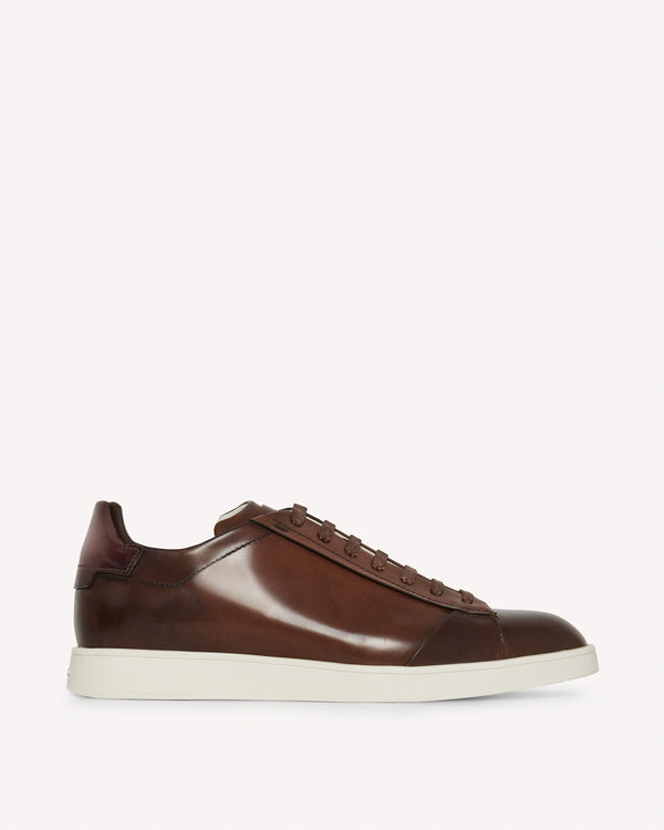 Santoni Men’s Brown Lace Up Trainer Shoe | Malford of London Savile Row and Luxury Formal Wear Sale Outlet