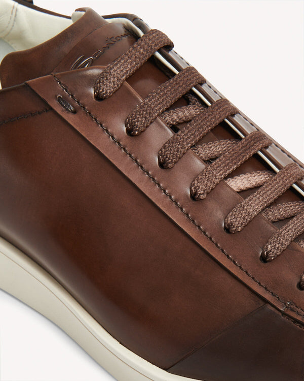 Santoni Men’s Brown Lace Up Trainer Shoe | Malford of London Savile Row and Luxury Formal Wear Sale Outlet
