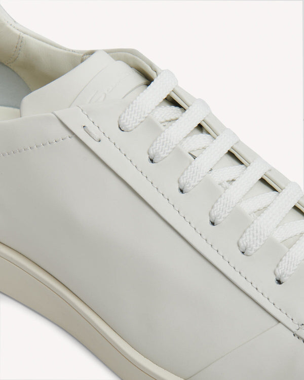 Santoni Men’s White Lace Up Trainer Shoe | Malford of London Savile Row and Luxury Formal Wear Sale Outlet