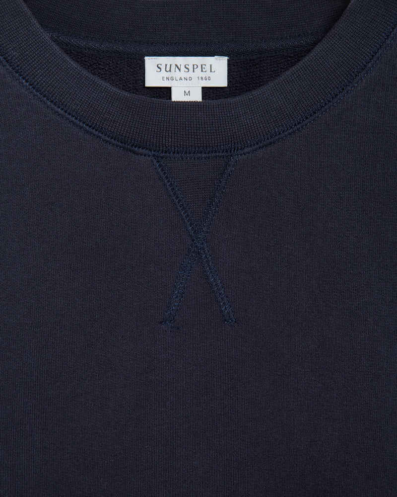 Sunspel Crew Neck Sweatshirt Blue | Malford of London Savile Row and Luxury Formal Wear Sale Outlet