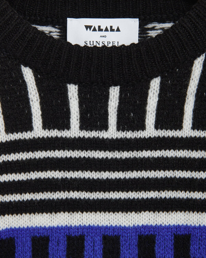 Sunspel Walala Crew Sweater Multi Blue | Malford of London Savile Row and Luxury Formal Wear Sale Outlet